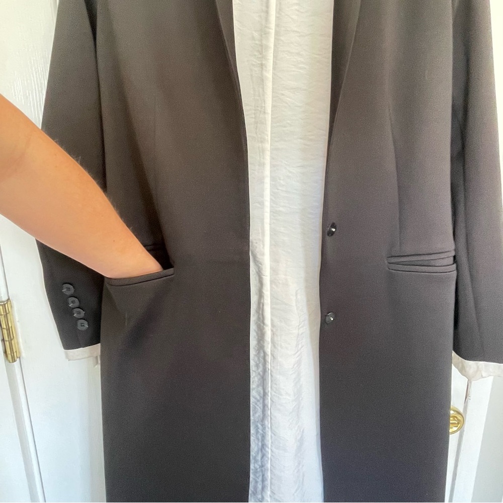 One of a kind, custom made white silk lined blazer trench - Picture 14 of 15